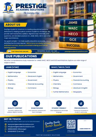 Chemistry — JAMB UTME Series back cover