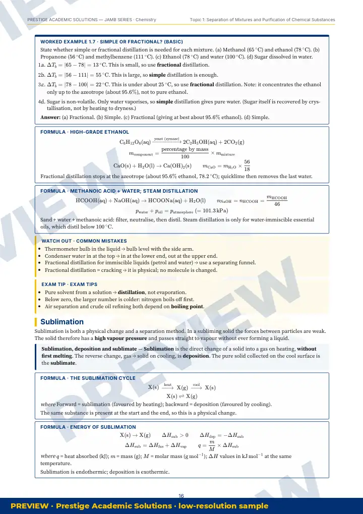 Preview page: Worked example — Chemistry — JAMB UTME Series