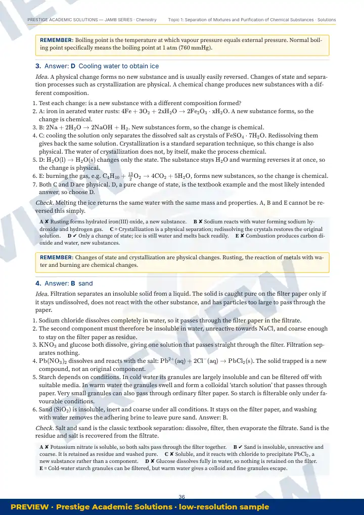 Preview page: Detailed solutions — Chemistry — JAMB UTME Series