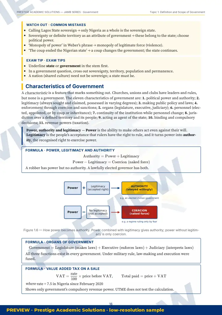 Preview page: Common mistakes — Government — JAMB UTME Series