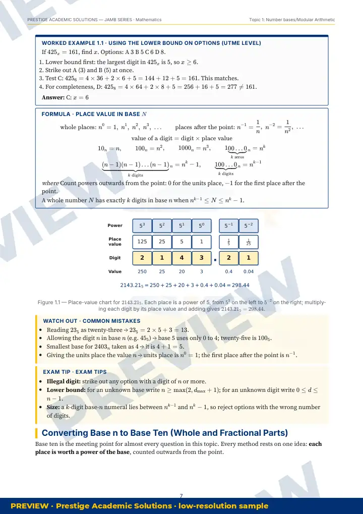 Preview page: Worked example — Mathematics — JAMB UTME Series