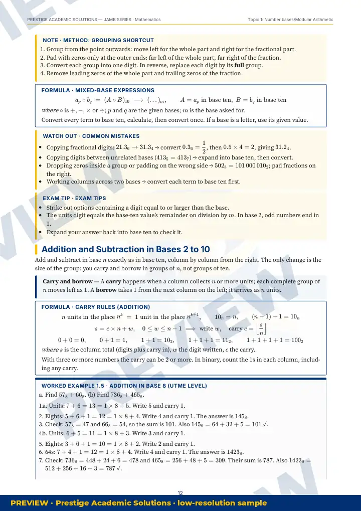 Preview page: Common mistakes — Mathematics — JAMB UTME Series