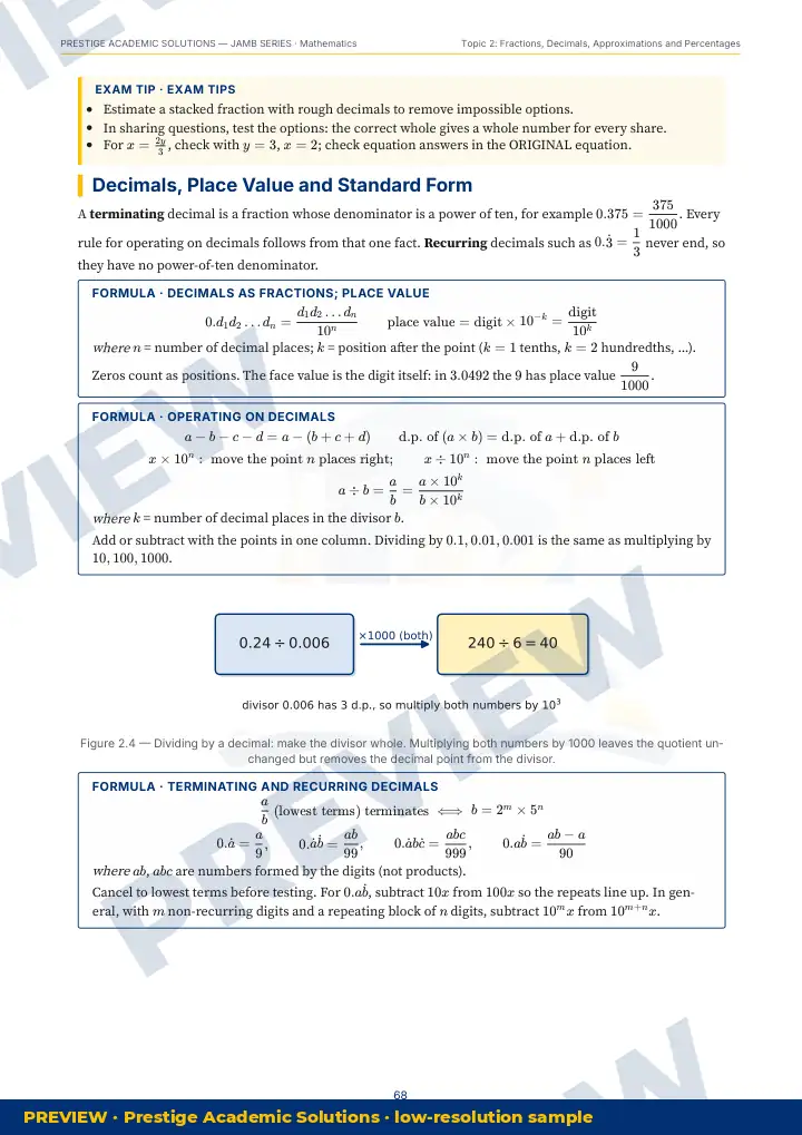 Preview page: Exam tips — Mathematics — JAMB UTME Series