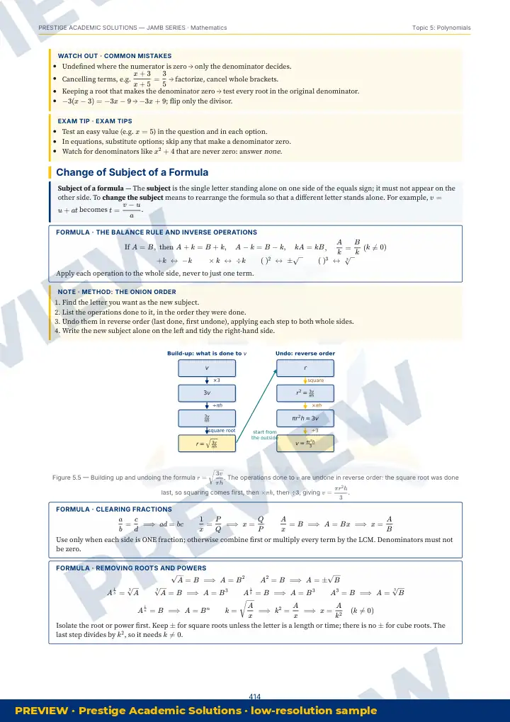 Preview page: Clean diagrams — Mathematics — JAMB UTME Series