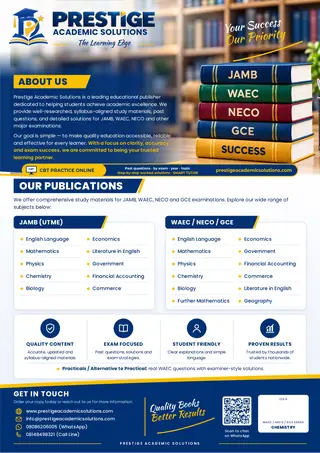 Chemistry — WAEC / NECO / GCE Series back cover