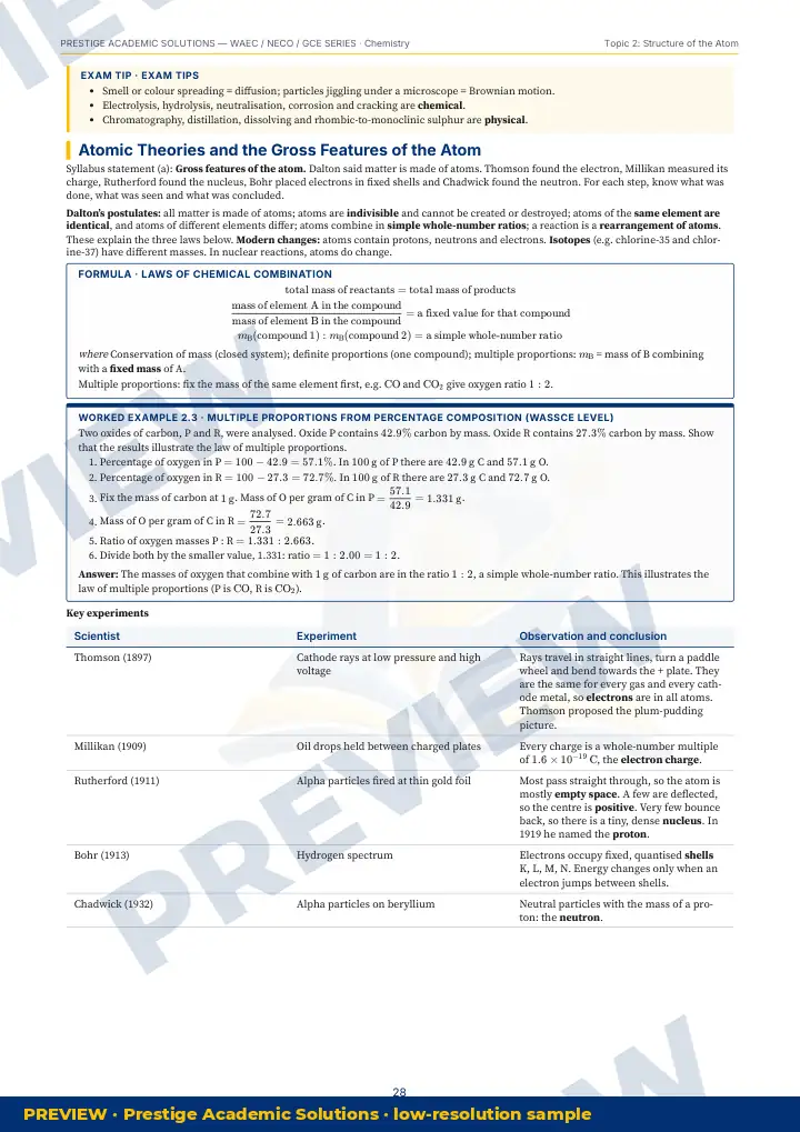Preview page: Exam tips — Chemistry — WAEC / NECO / GCE Series
