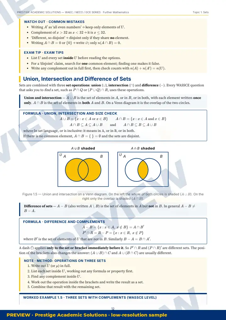 Preview page: Common mistakes — Further Mathematics — WAEC / NECO / GCE Series