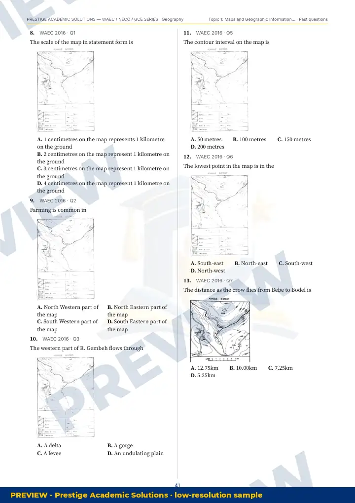 Preview page: Past questions with exam & year — Geography — WAEC / NECO / GCE Series