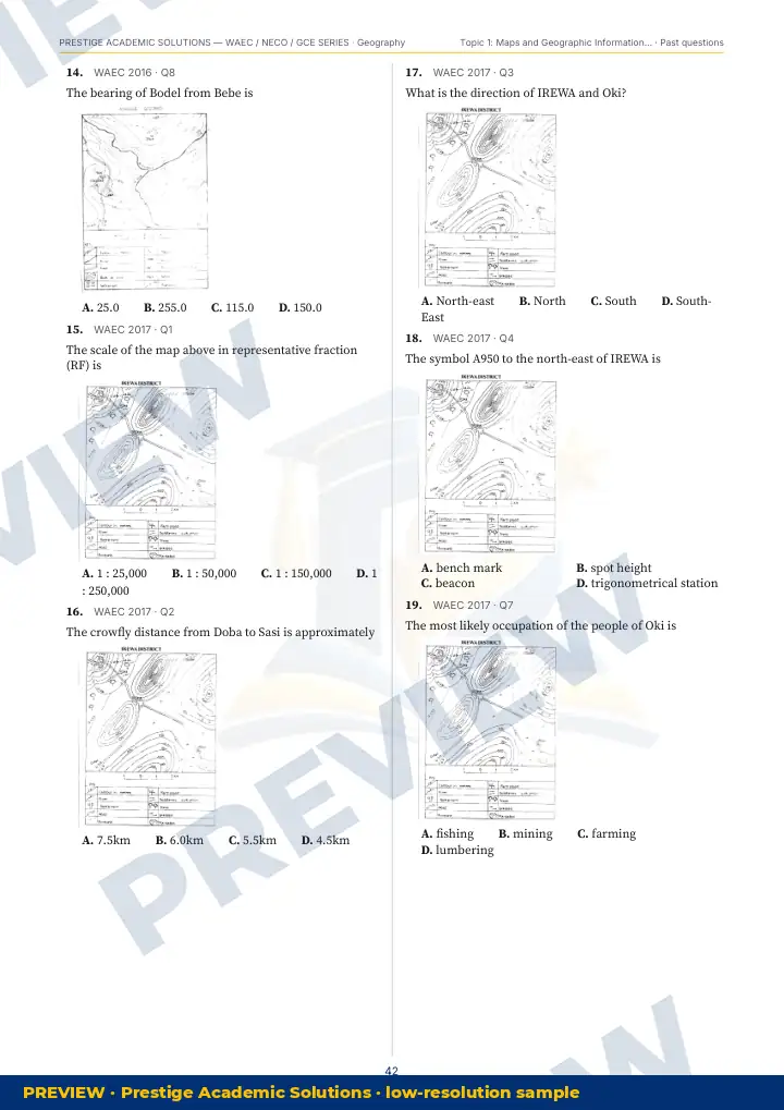 Preview page: Past questions with exam & year — Geography — WAEC / NECO / GCE Series