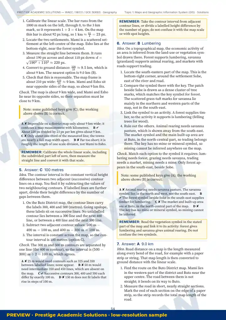 Preview page: Detailed solutions — Geography — WAEC / NECO / GCE Series