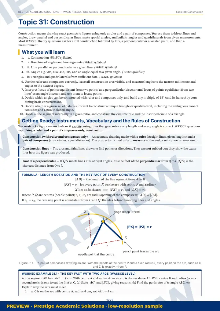 Preview page: Topic explanation — Mathematics — WAEC / NECO / GCE Series