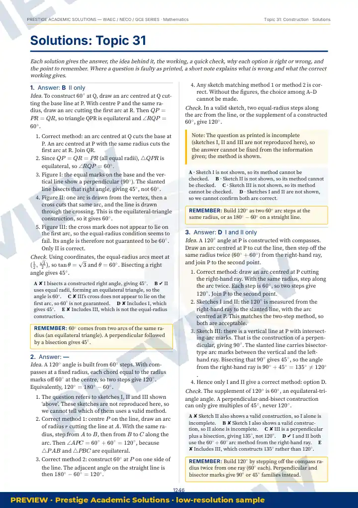Preview page: Detailed solutions — Mathematics — WAEC / NECO / GCE Series