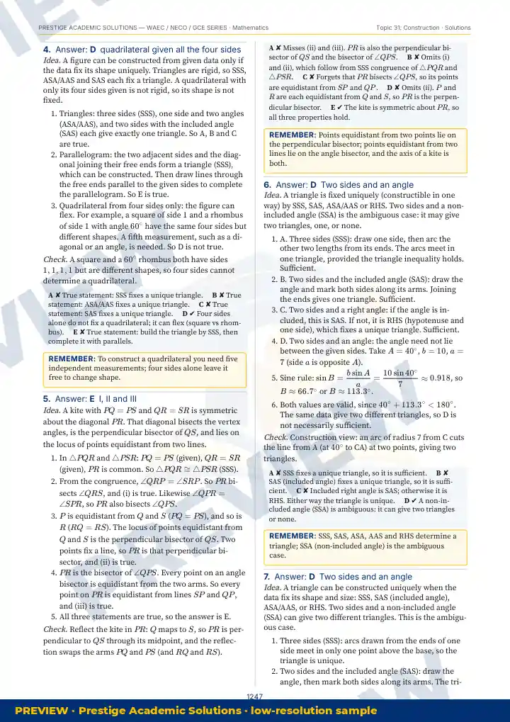 Preview page: Detailed solutions — Mathematics — WAEC / NECO / GCE Series