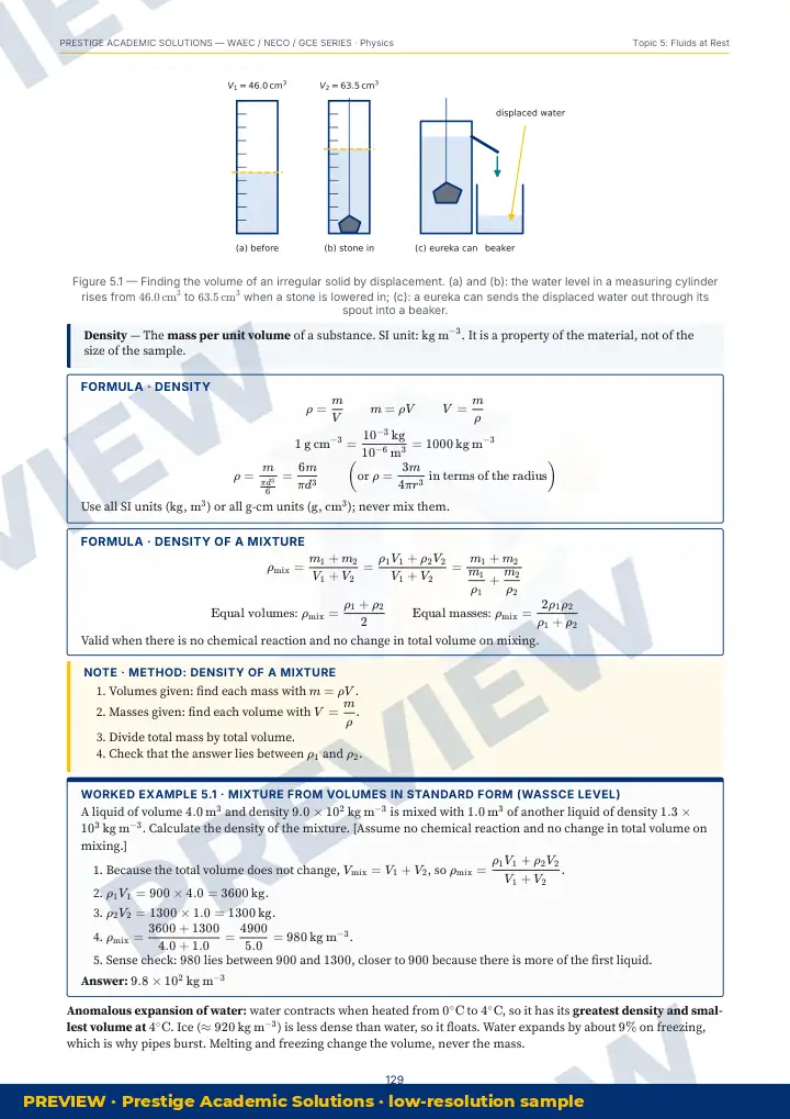 Preview page: Worked example — Physics — WAEC / NECO / GCE Series