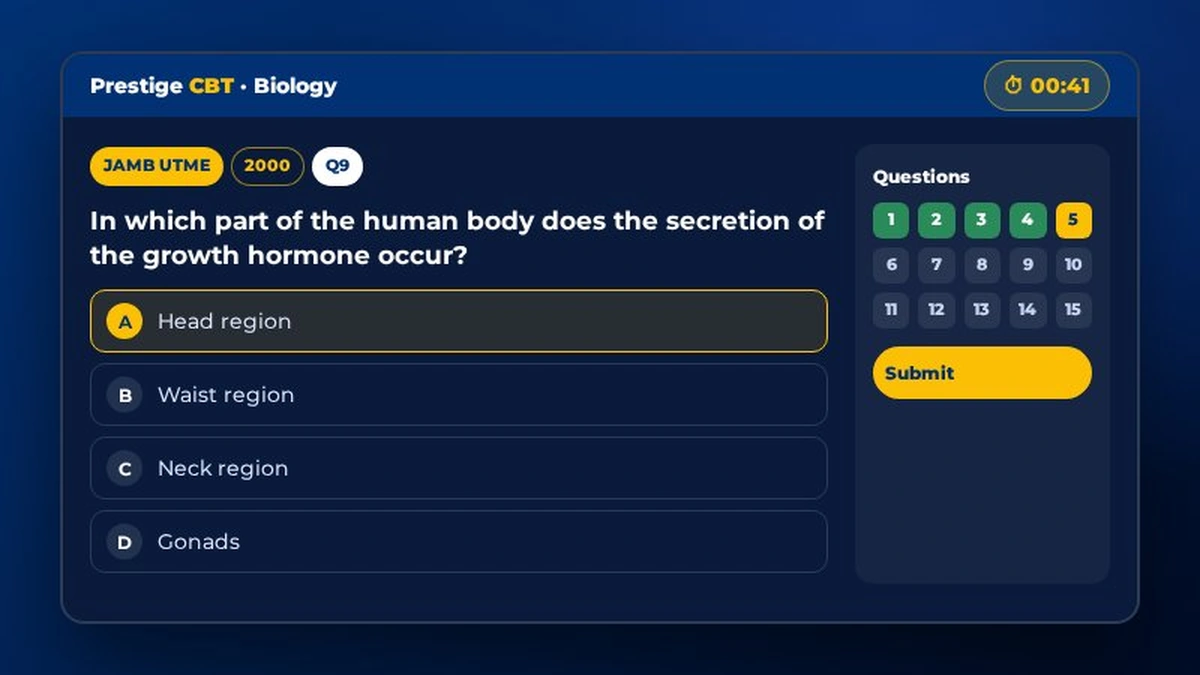 A CBT practice screen with a question and timer